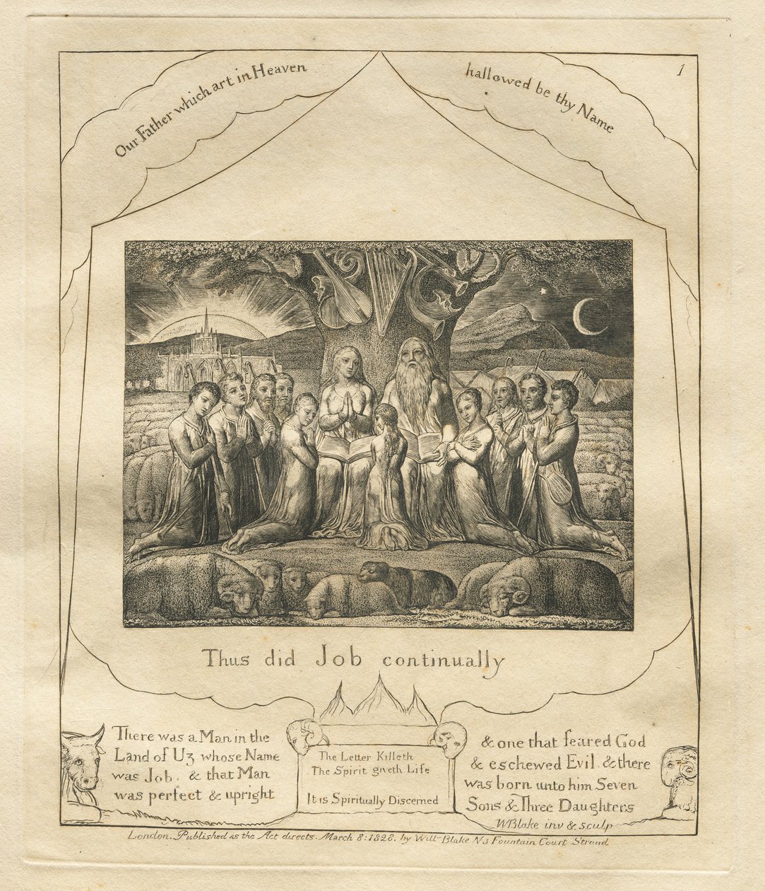 Das Buch Hiob: Pl. 1, So tat Hiob immer von William Blake