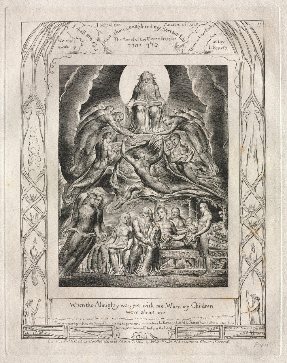 Das Buch Hiob: Pl. 2, Als der Allmächtige noch mit mir war, Als meine Kinder..., 1825 von William Blake