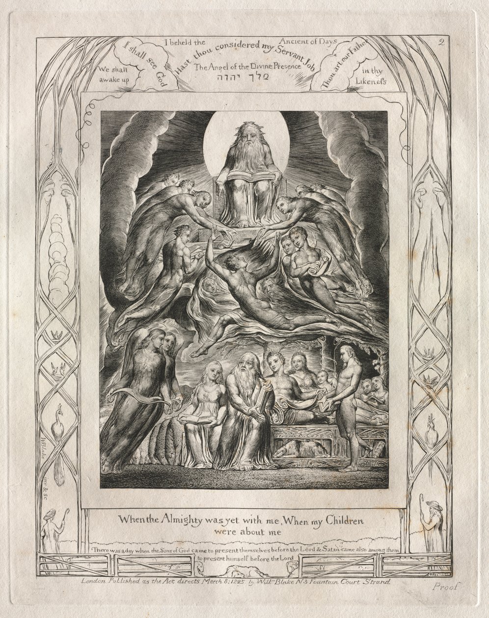Das Buch Hiob: Pl. 2, Als der Allmächtige noch mit mir war, als meine Kinder um mich waren von William Blake