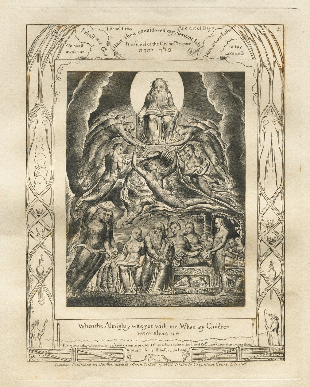 Das Buch Hiob: Pl. 2, Als der Allmächtige noch mit mir war, als meine Kinder um mich waren von William Blake