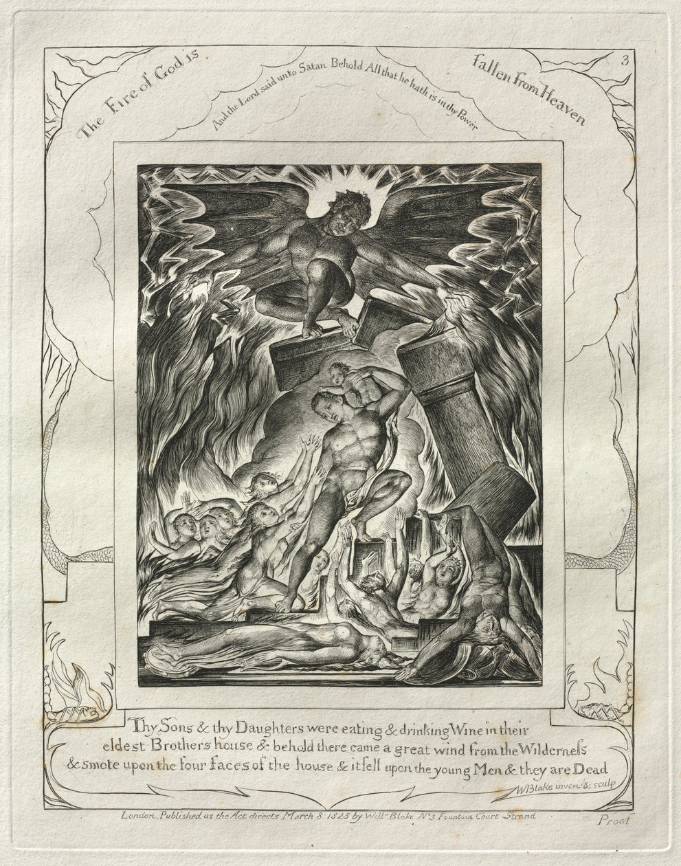 Das Buch Hiob: Pl. 3, Deine Söhne und Töchter aßen und tranken Wein..., 1825 von William Blake