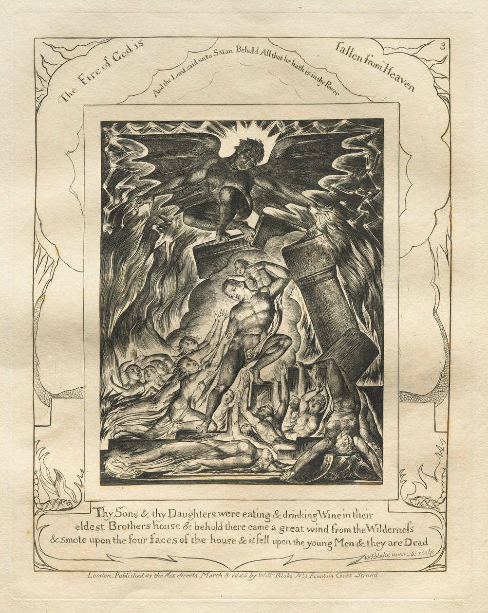 Das Buch Hiob: Pl. 3, Deine Söhne und Töchter aßen und tranken Wein..., 1825 von William Blake