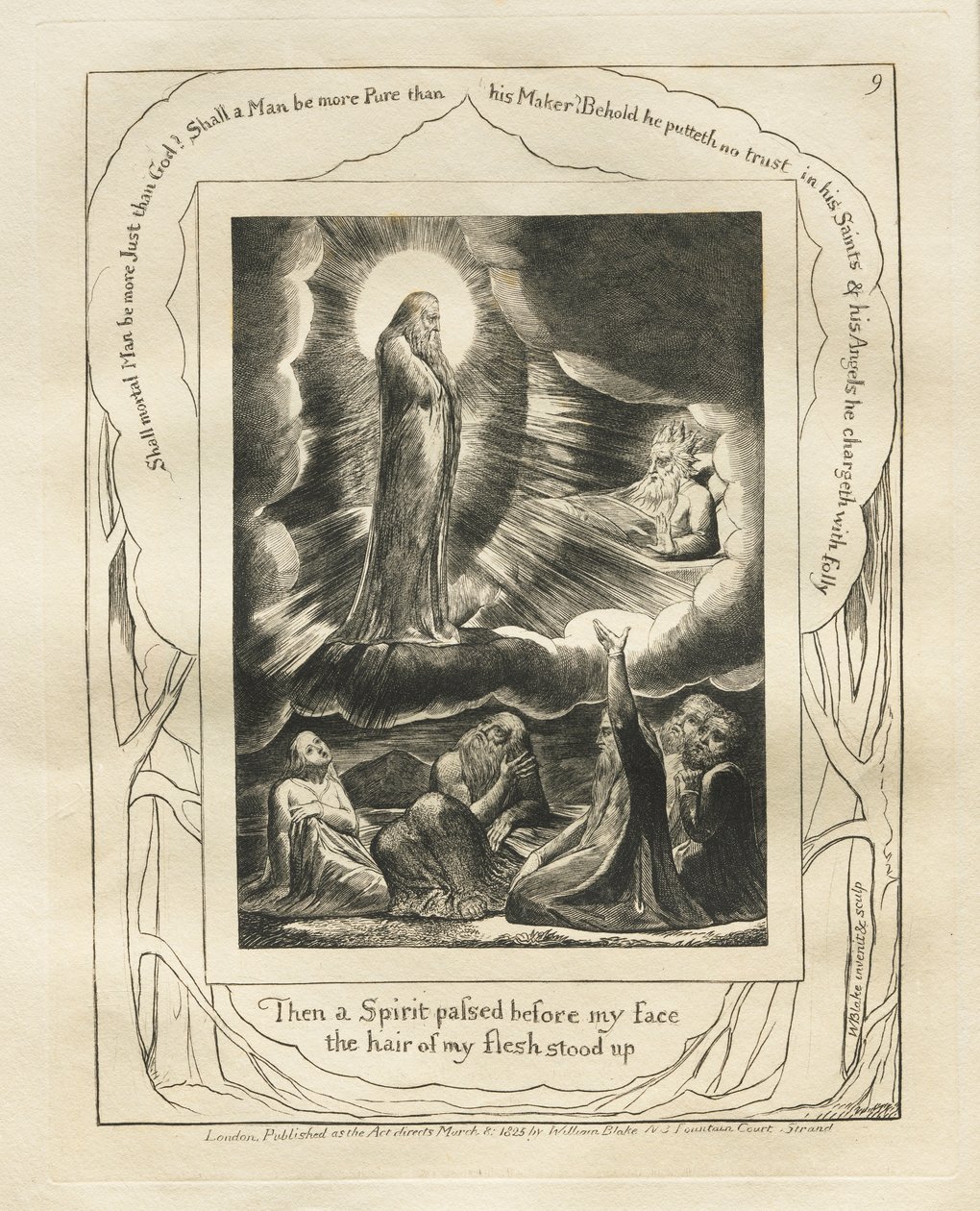 Das Buch Hiob: Pl. 9, Dann ging ein Geist vor meinem Gesicht vorbei, das Haar meines Fleisches stand auf von William Blake
