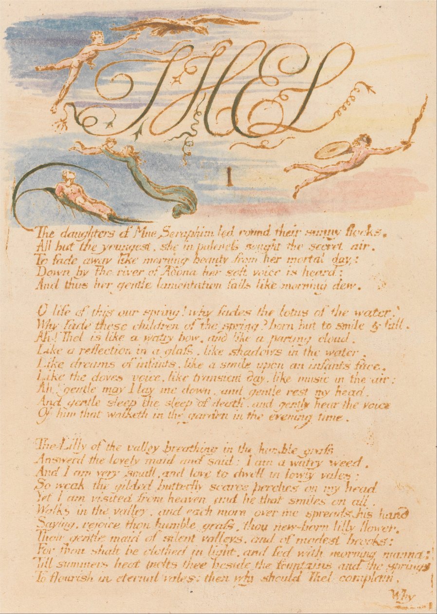 Das Buch Thel, Tafel 3, Thel, I, Die Töchter von Mne Seraphim... von William Blake