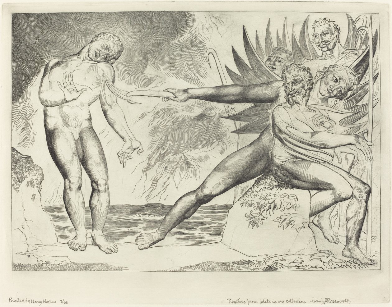 Der Kreis der korrupten Beamten; Die Teufel, die Ciampolo quälen von William Blake