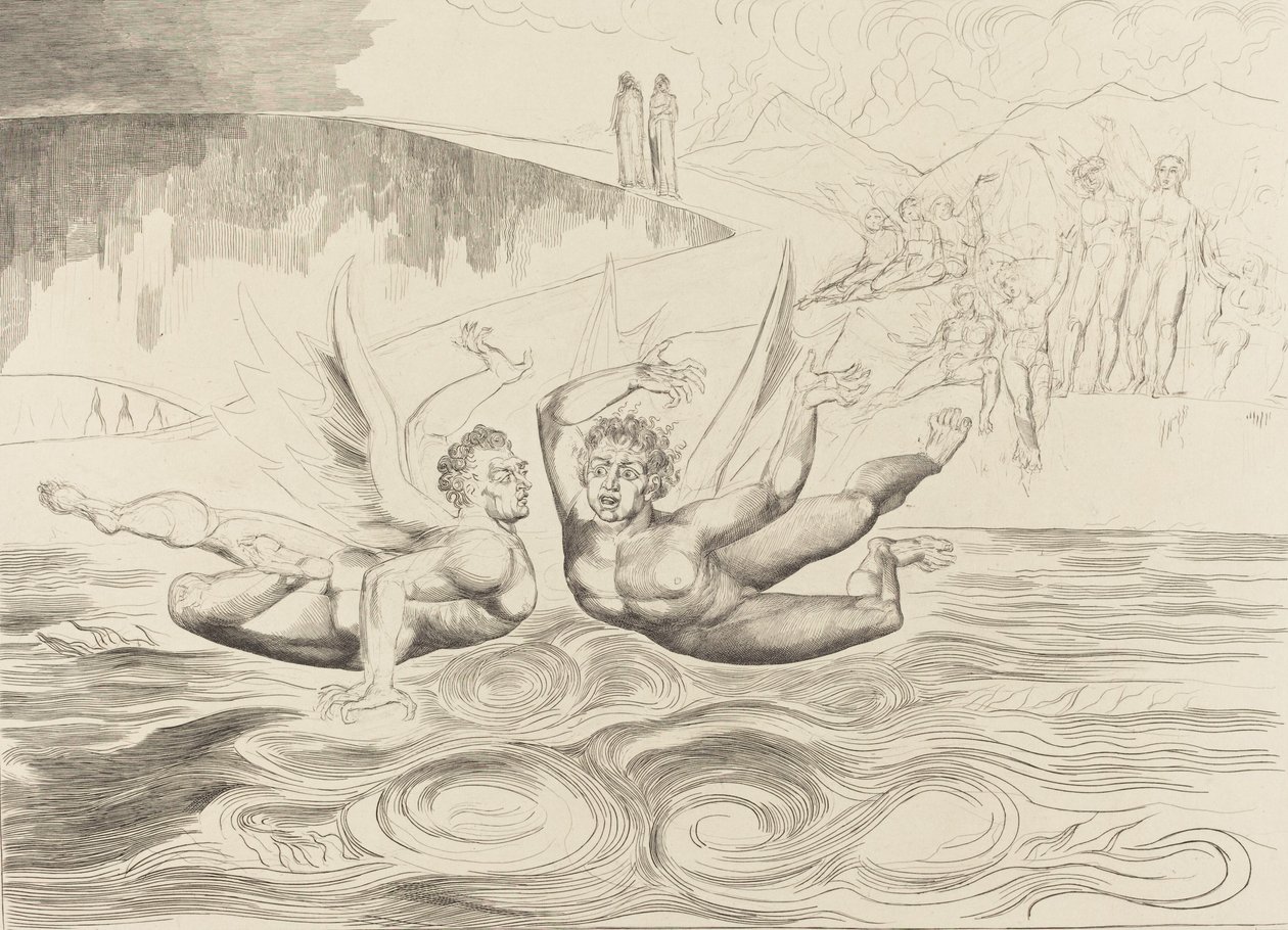 Der Kreis der korrupten Beamten, die Teufel zerfleischen sich gegenseitig von William Blake