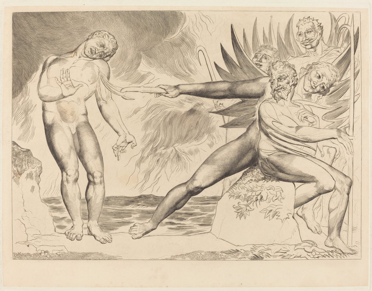 Der Kreis der korrupten Beamten; Die Teufel, die Ciampolo quälen von William Blake