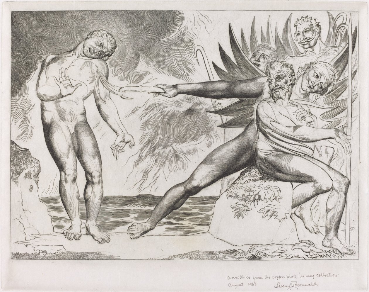 Der Kreis der korrupten Beamten, die Teufel quälen Ciampolo von William Blake