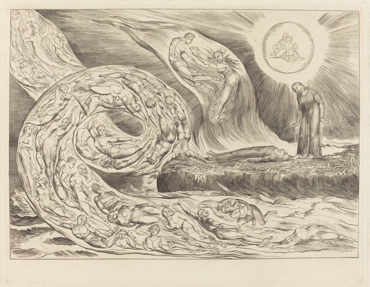 Der Kreis der Lüsternen: Paolo und Francesca von William Blake