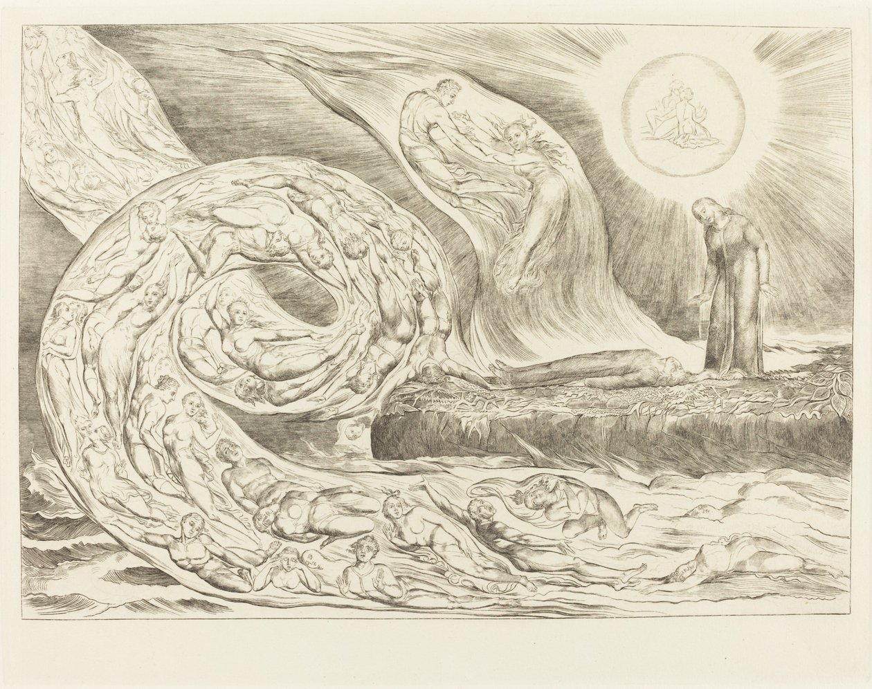 Der Kreis der Lüsternen: Paolo und Francesca von William Blake