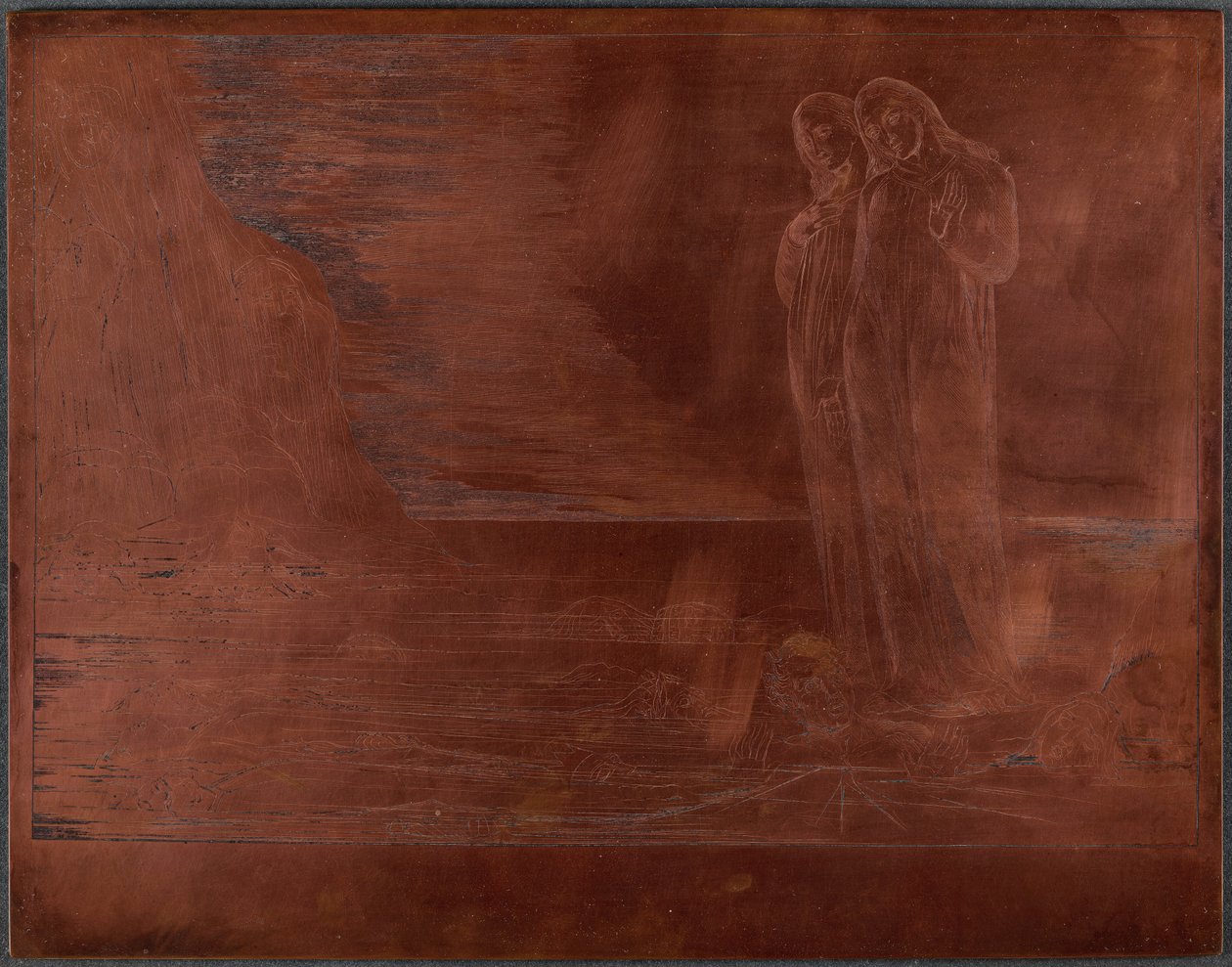 Der Kreis der Verräter; Dantes Fuß trifft Bocca degli Abbate von William Blake