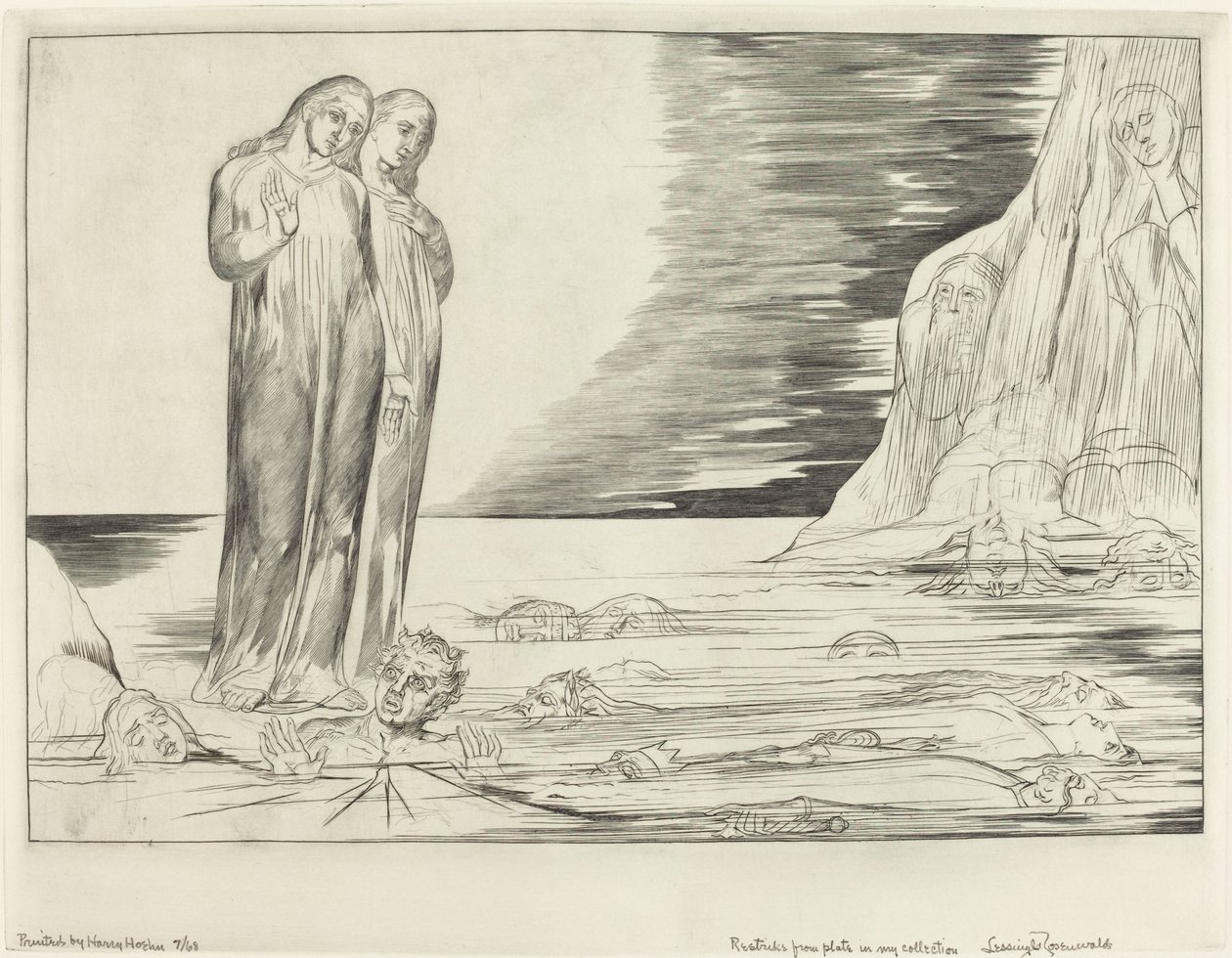 Der Kreis der Verräter, Dantes Fuß trifft Bocca degli Abbate von William Blake