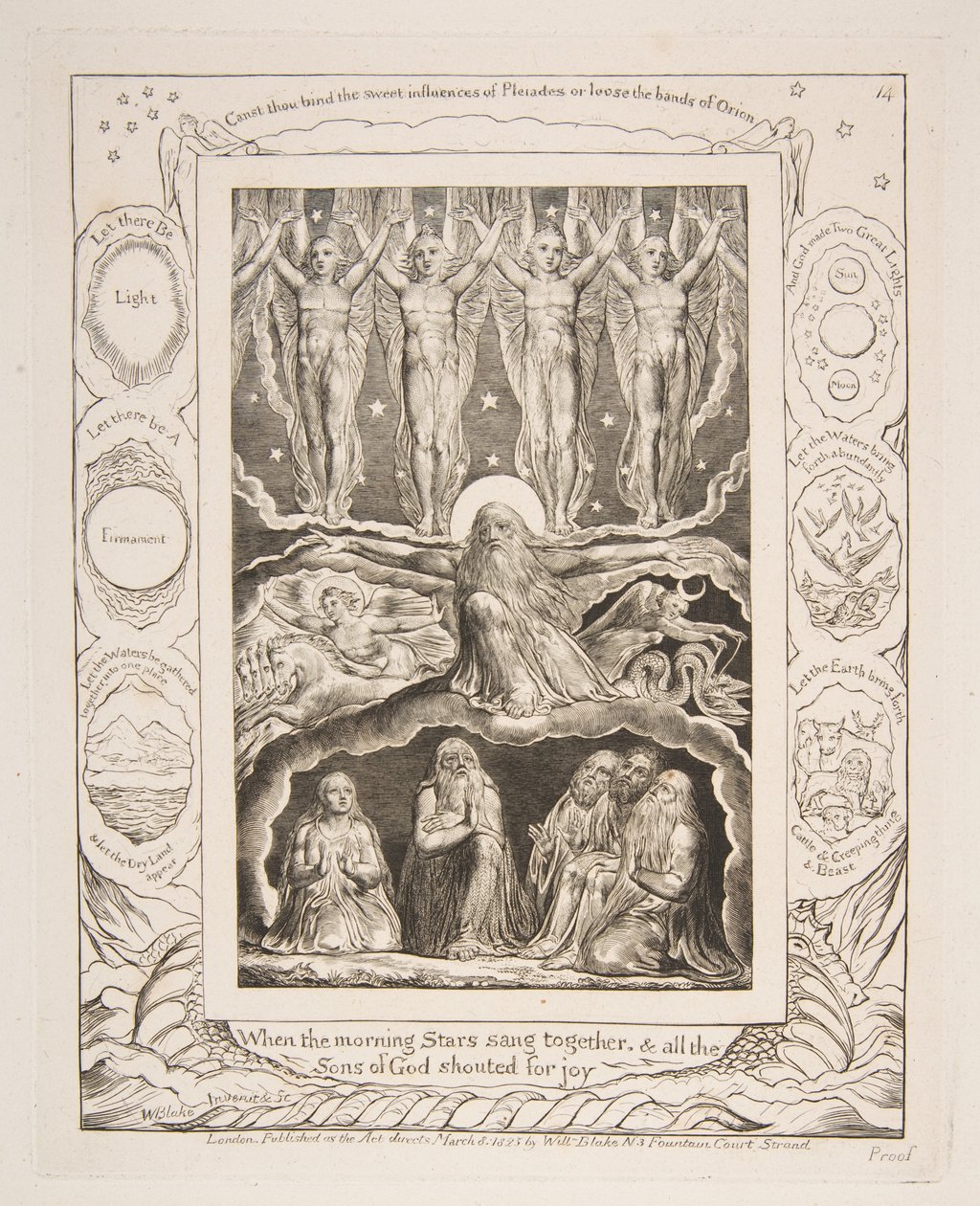 Die Schöpfung, aus Illustrationen des Buches Hiob, 1825-26 von William Blake