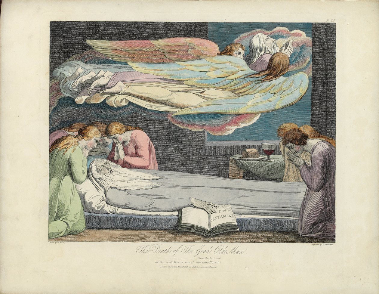 Der Tod des guten alten Mannes, Illustration aus "Das Grab" von Robert Blair, graviert von Louis Schiavonetti von William Blake