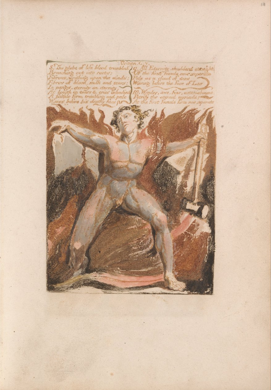 Das erste Buch Urizen, Tafel 17, 8. Die Kugel des Lebensblutes zitterte.... (Bentley 18) von William Blake