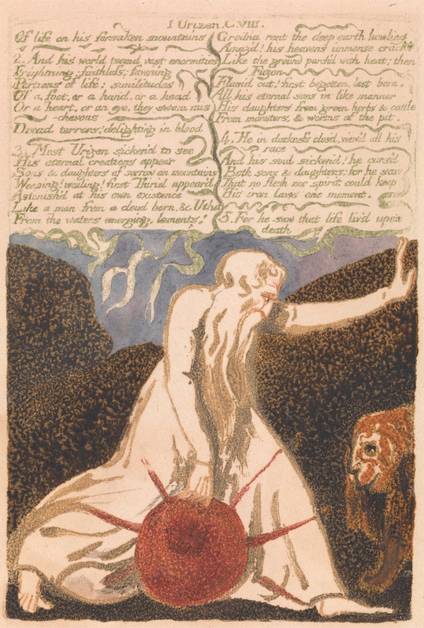Das erste Buch Urizen, Tafel 20, "Von lebensverlassenen Bergen . . . ." (Bentley 23) von William Blake