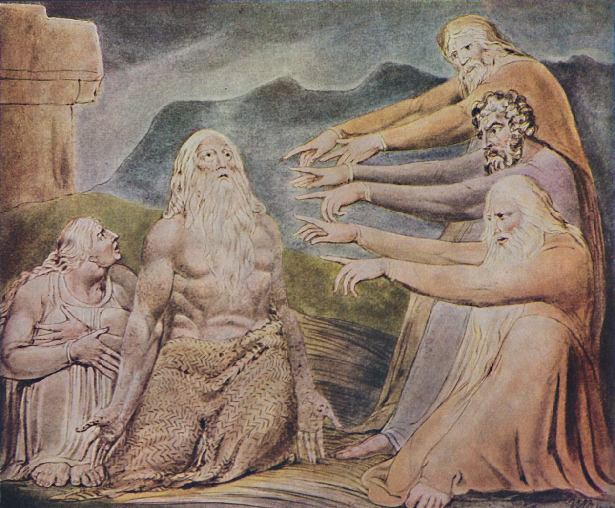 Der gerechte aufrechte Mann wird verspottet, ca. 1825, 1947 von William Blake