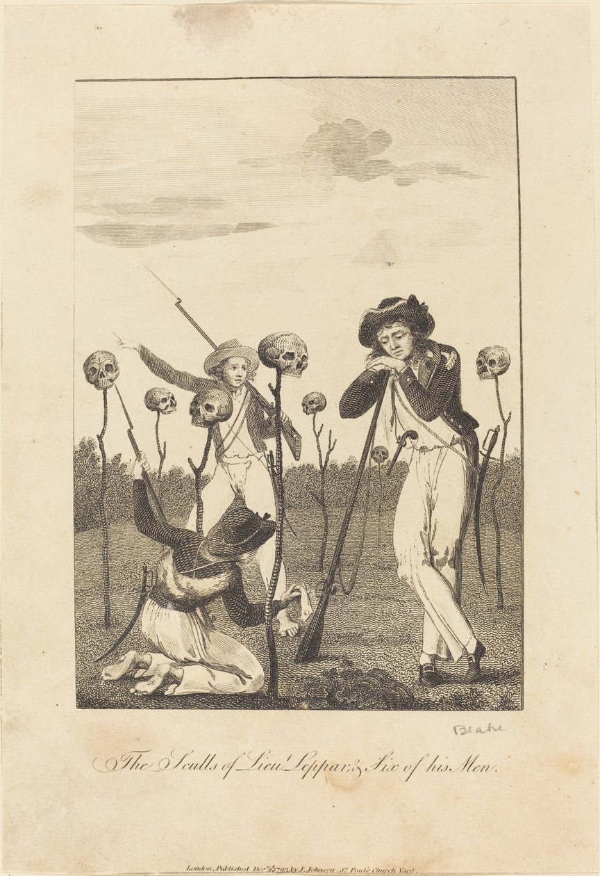 Die Schädel von Leutnant Leppar und sechs seiner Männer von William Blake