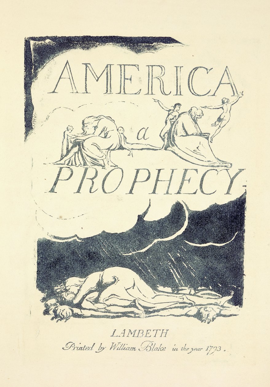 Titelseite aus "America, A Prophesy", Mitte der 1790er von William Blake