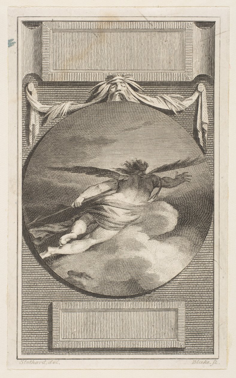 Geflügelte Figur, die durch Wolken fliegt, ca. 1780-87 von William Blake