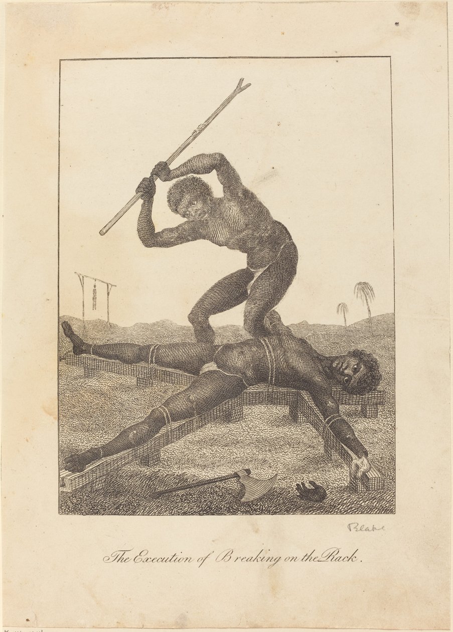 Die Hinrichtung durch Rädern von William Blake after John Gabriel Stedman