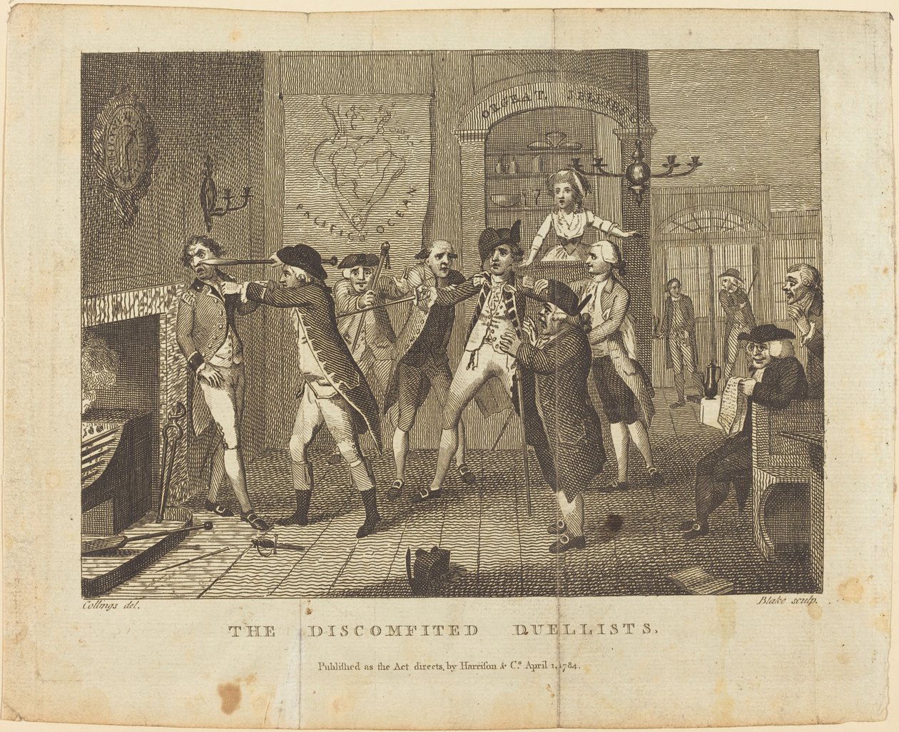 Die besiegten Duellanten von William Blake after Samuel Collings