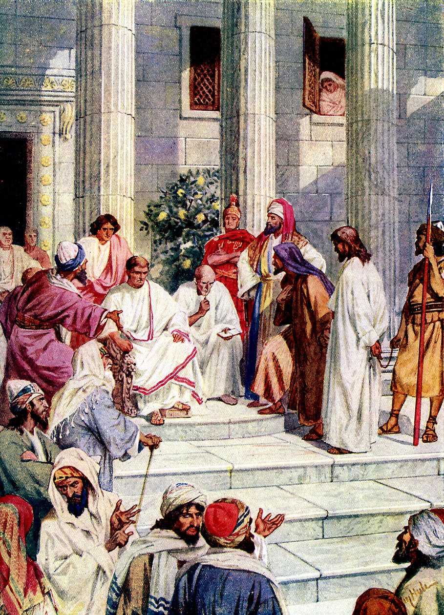 Jesus wird zu Pontius Pilatus gebracht - Bibel von William Brassey Hole