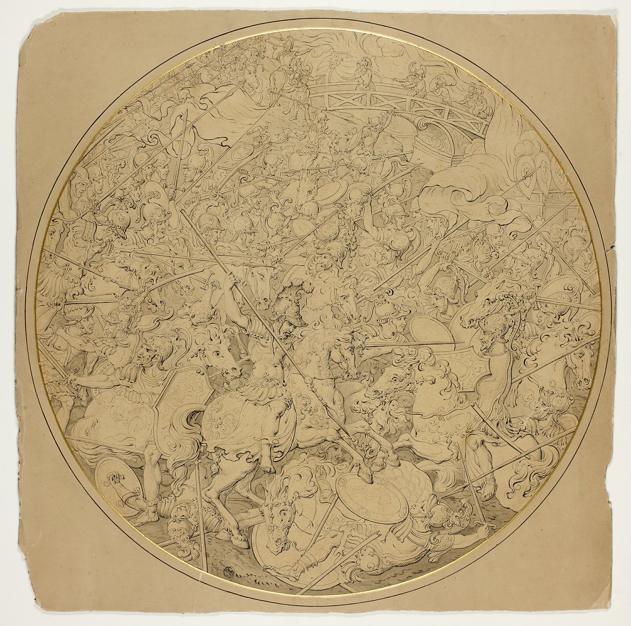 Zeremonieller Schild mit Geschichten von Marcus Curtius und Mutius Scaevola von William Burgess