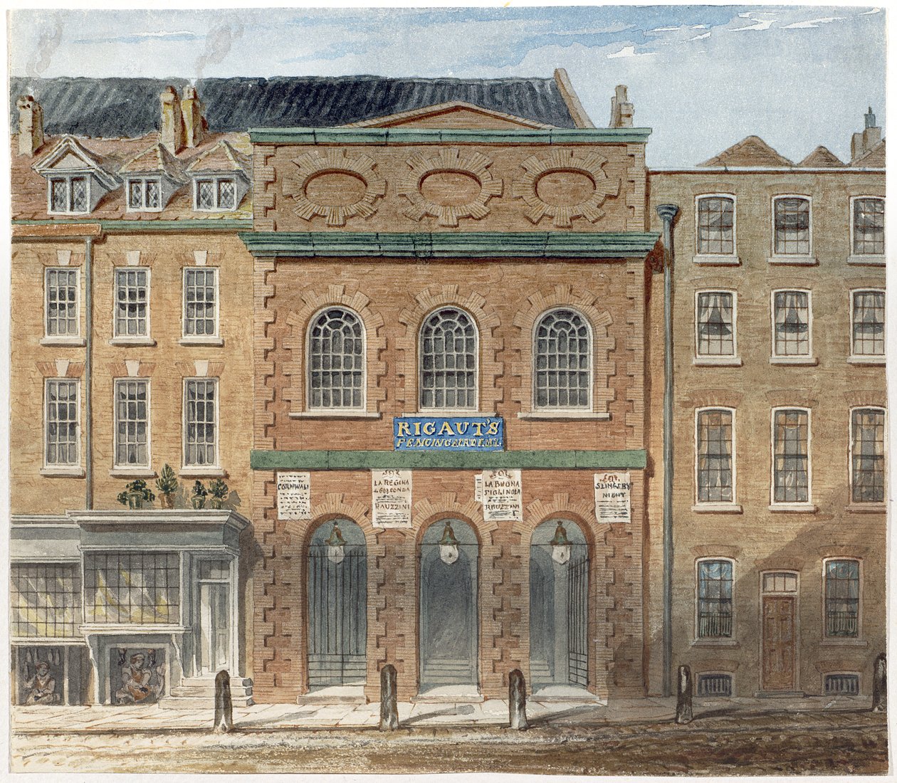 Das erste Opernhaus im Haymarket, abgebrannt 1789 von William Capon
