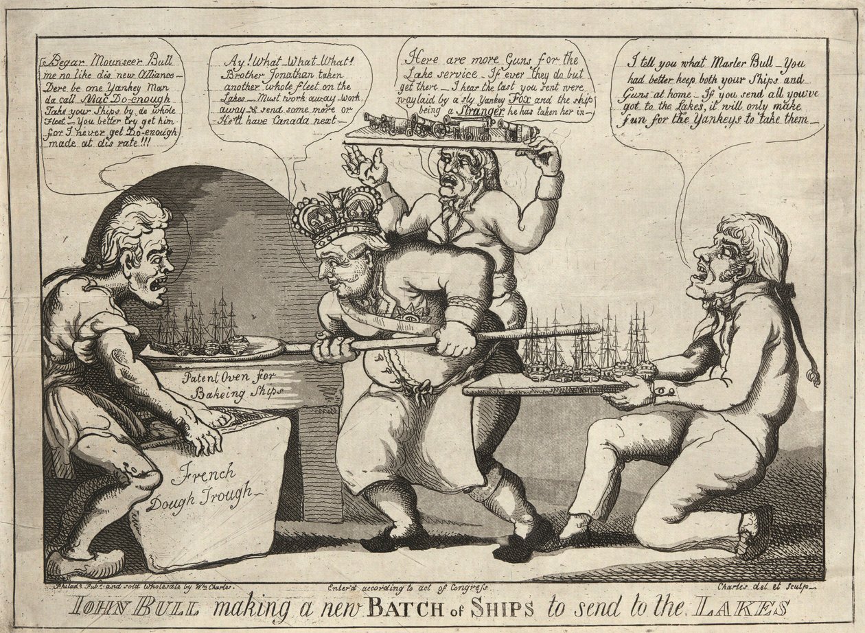 John Bull macht eine neue Charge von Schiffen, um sie zu den Seen zu schicken von William Charles
