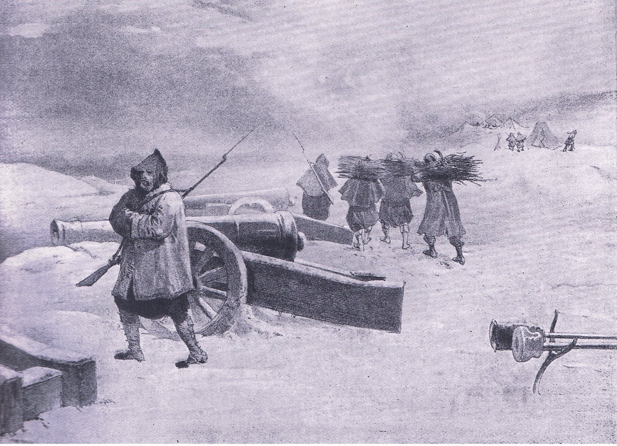 Wache der Zouaven vor Sewastopol, Illustration aus British Battles on Land and Sea, 1915 von William Crimea Simpson