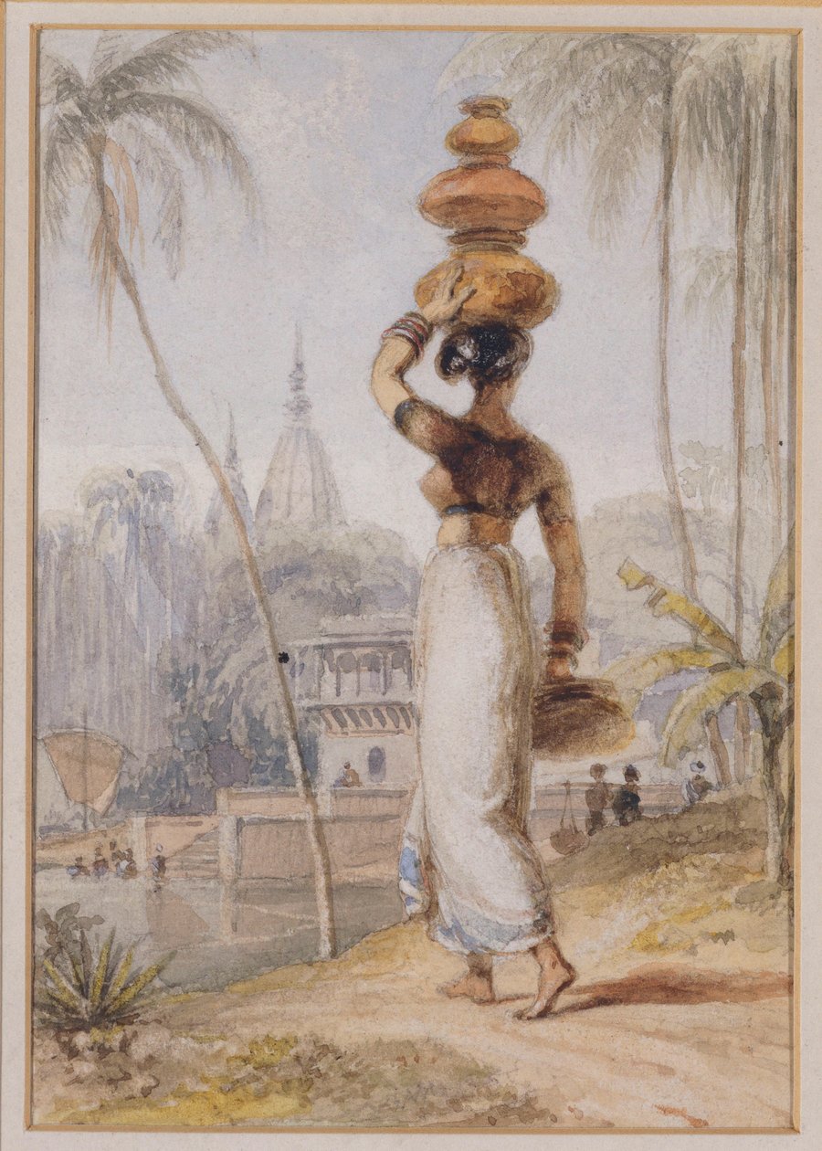 Eine hinduistische Frau trägt einen Wasserkrug von William Daniell