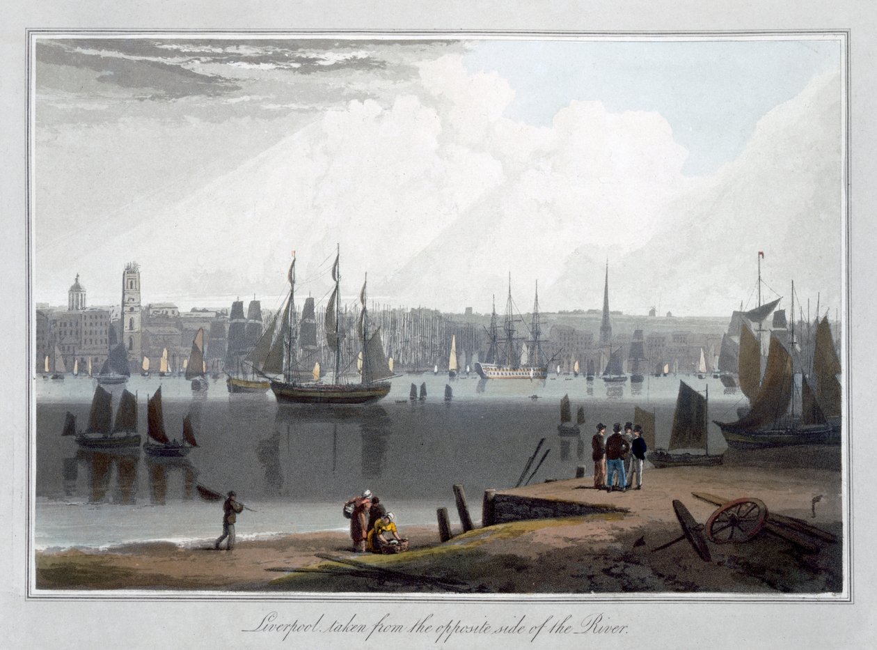 Liverpool, von der gegenüberliegenden Seite des Flusses, 1815 von William Daniell