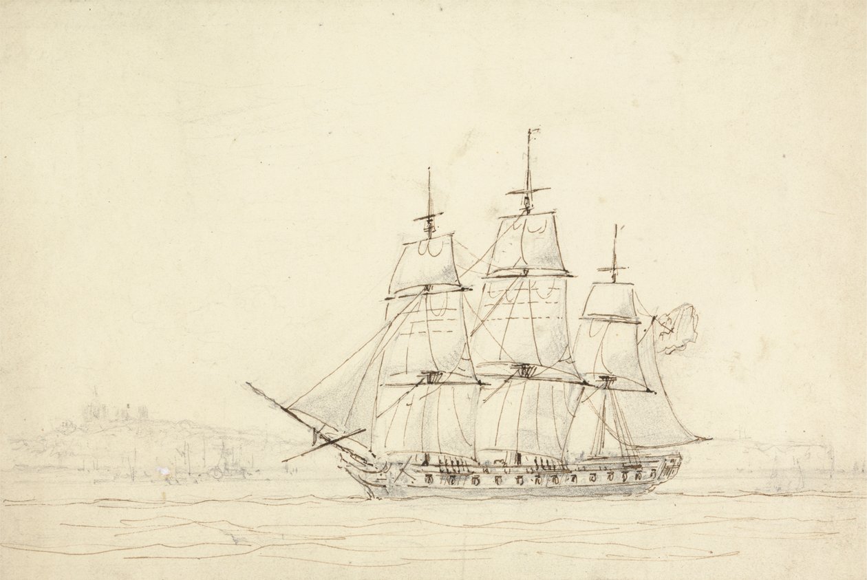 Dreimastiges Schiff von William Daniell