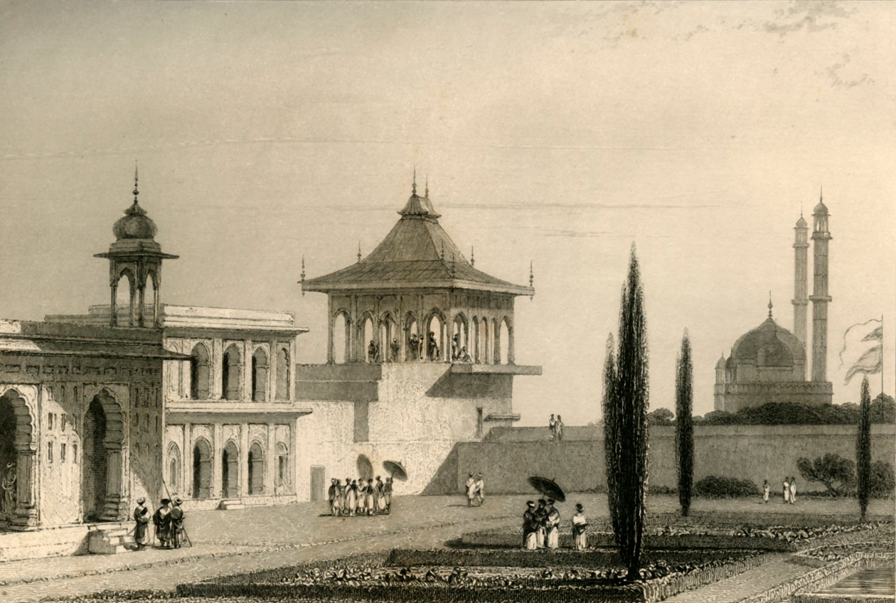 Ansicht im Garten des Palastes, Lucnon, 1835 von William Daniell