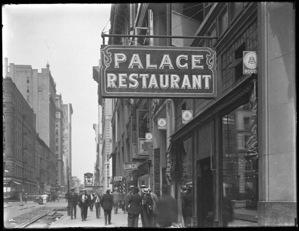 Schild für das Palace Restaurant, W. 28th Street, New York City, 29. Juli 1916 von William Davis Hassler