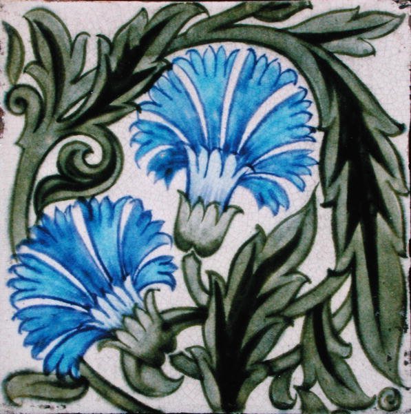 Fliesenkachel mit Blumendesign von William de Morgan