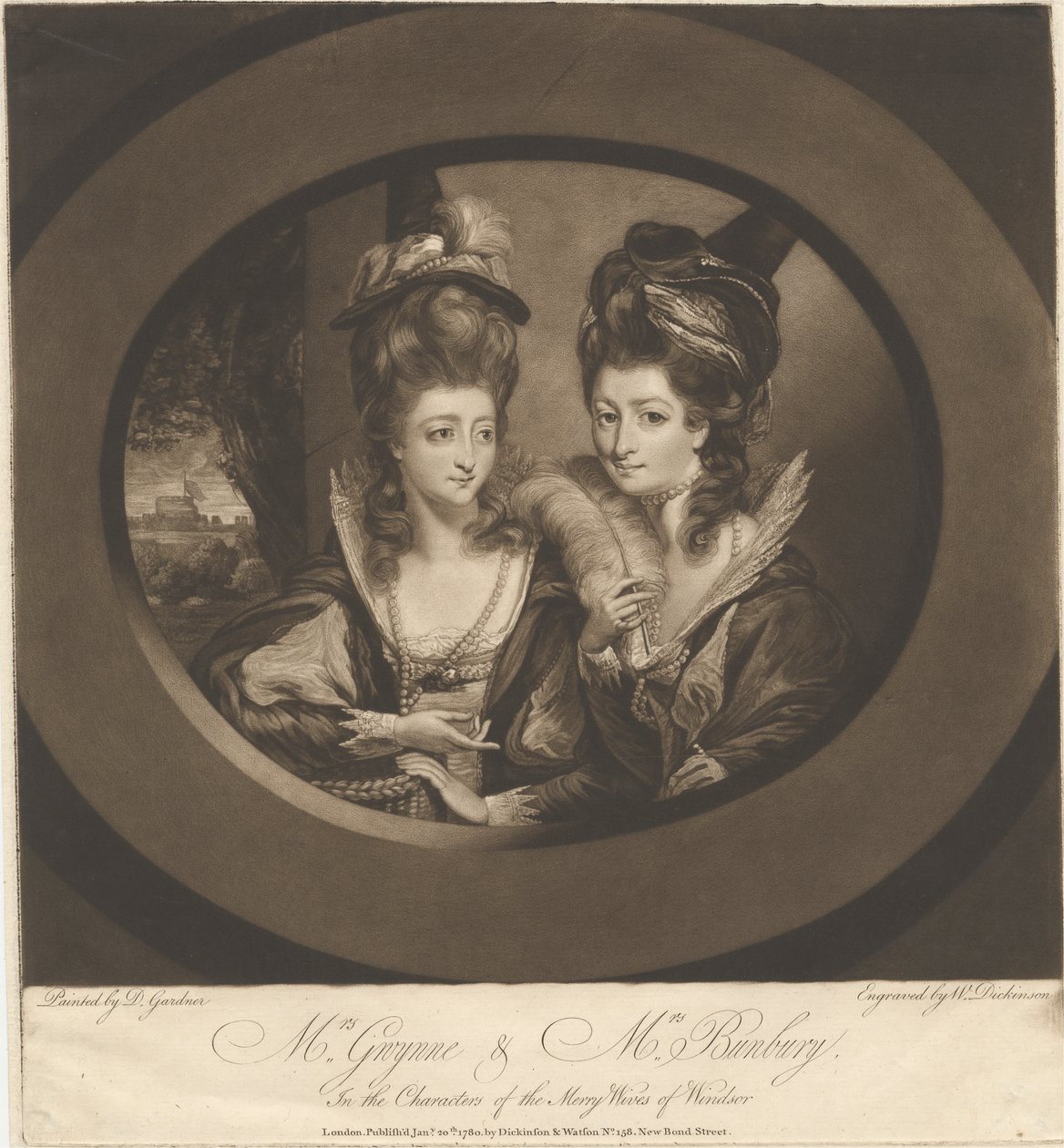 Mrs. Gwynne und Mrs. Bunbury in den Charakteren der lustigen Weiber von Windsor von William Dickinson