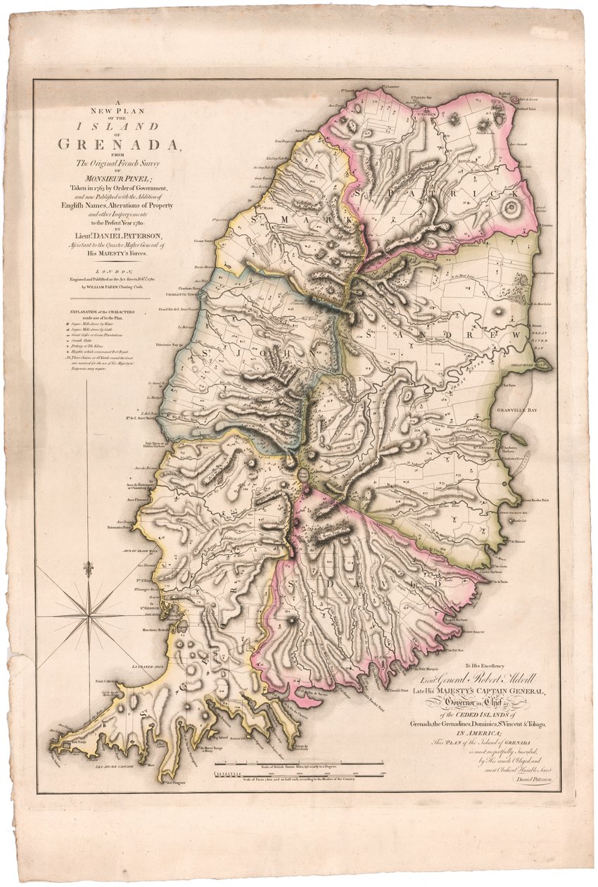 Neuer Plan der Insel Grenada von Paterson von William Faden