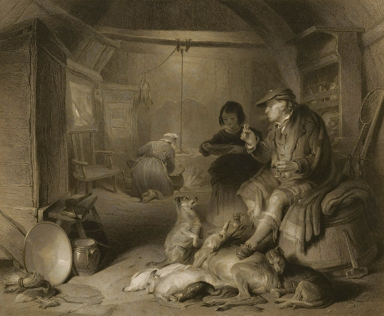 Innenraum eines Hochlandhäuschens von William Finden