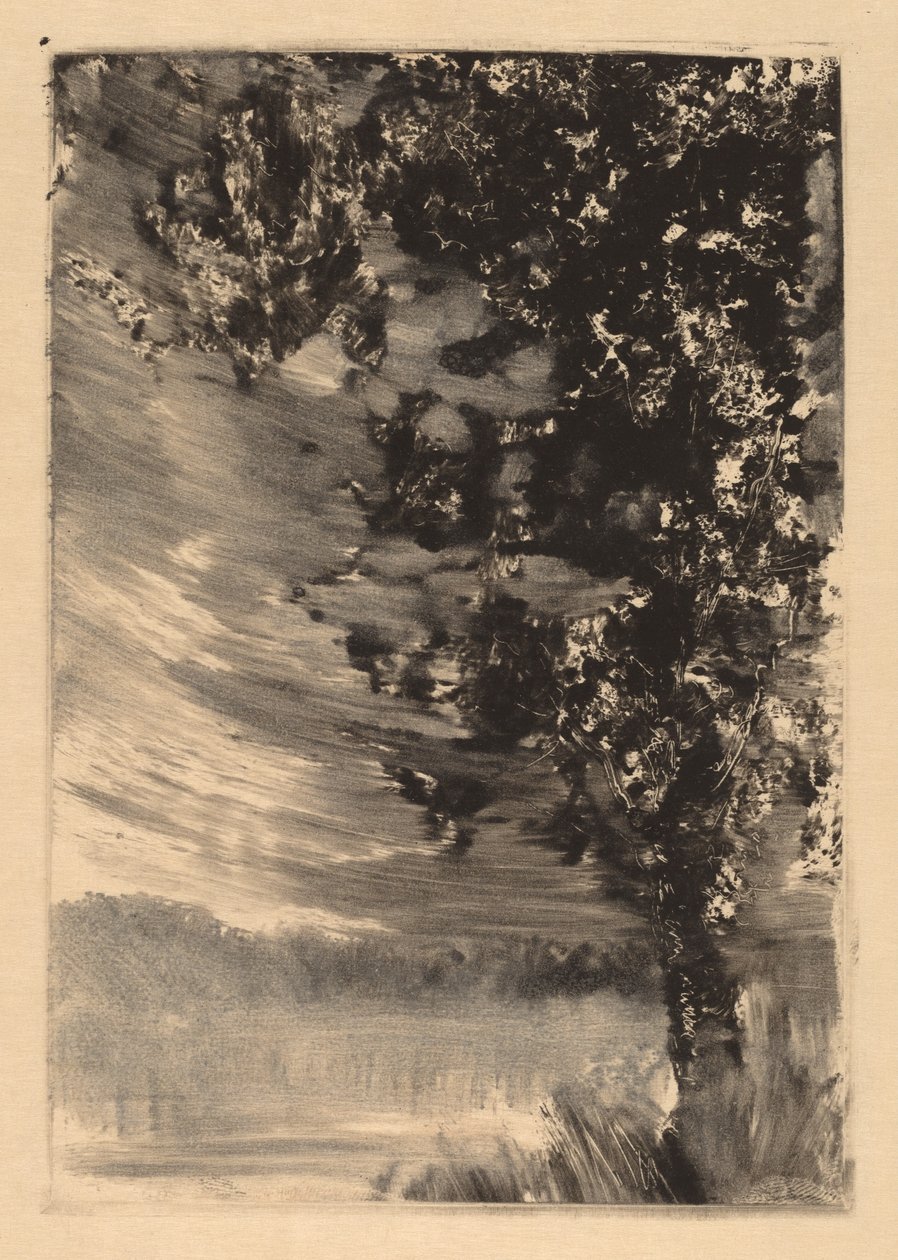 Mondlandschaft mit Baum rechts von William Fowler Hopson