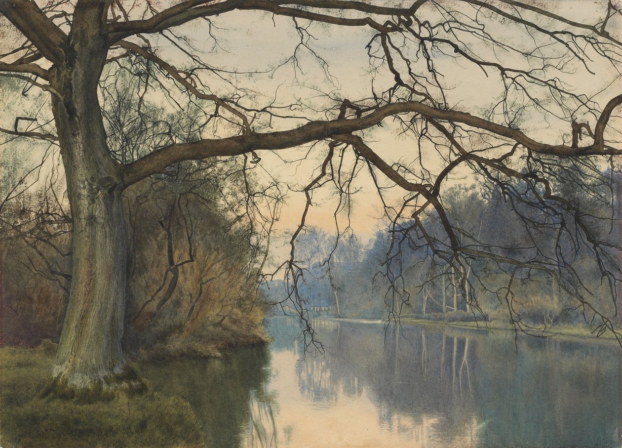 Ein großer Baum am Flussufer, 1892 von William Fraser Garden