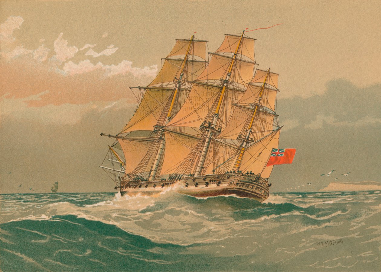 Eine 38-Kanonen-Fregatte, um 1770, spätes 19. bis frühes 20. Jahrhundert von William Frederick Mitchell