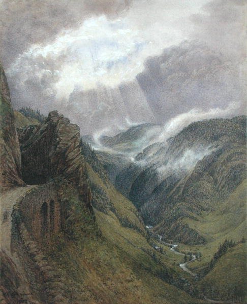Auf Ruskins alter Straße zwischen Morez und Les Rousses, Jura von William Gersham Collingwood