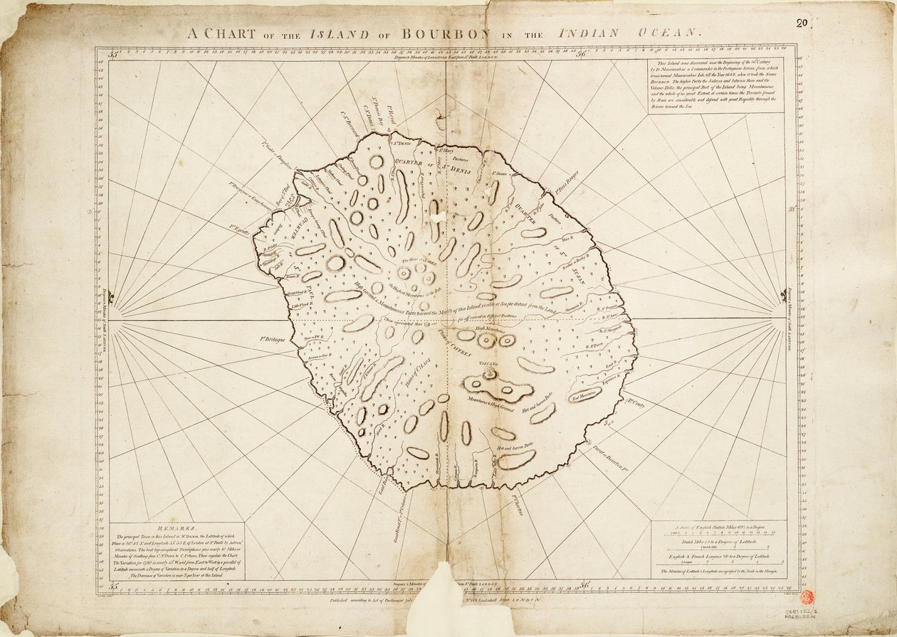 Karte der Insel Bourbon im Indischen Ozean von William Gilbert