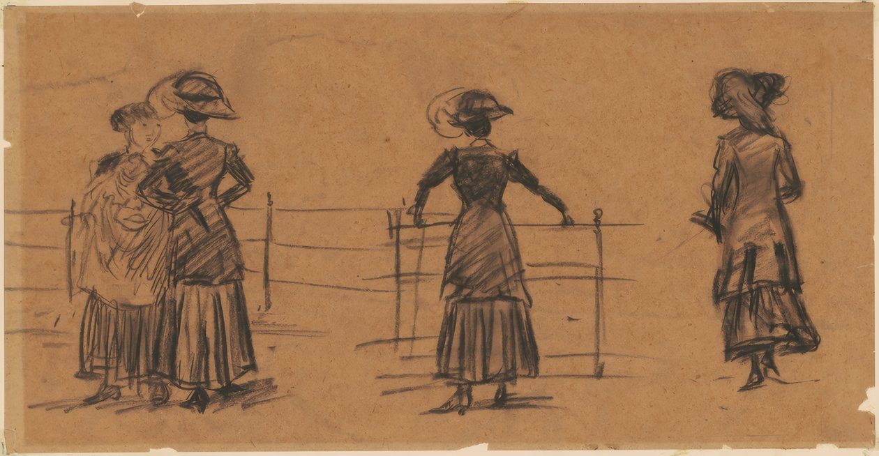 Frauenstudien am Parkgeländer von William Glackens