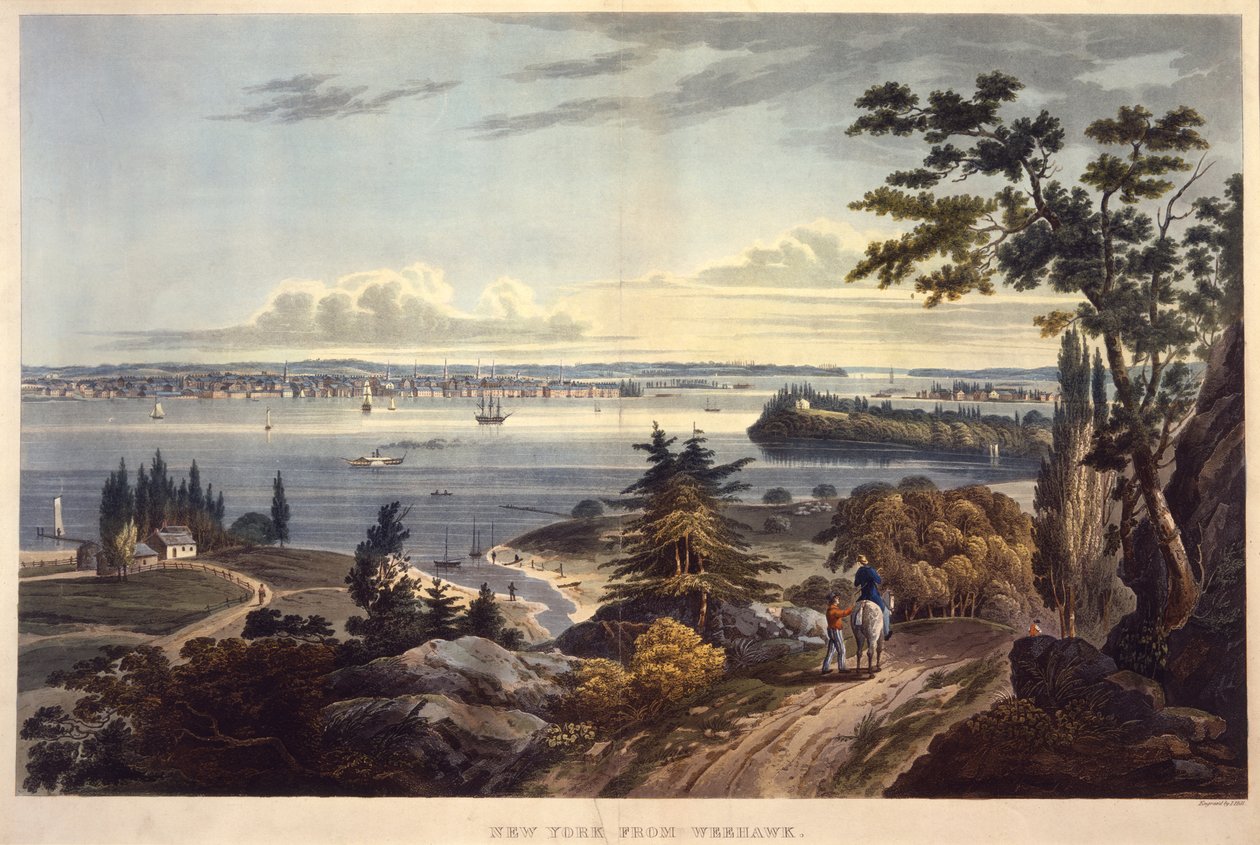 New York von Weehawken (gestochen von John Hill) von William Guy Wall