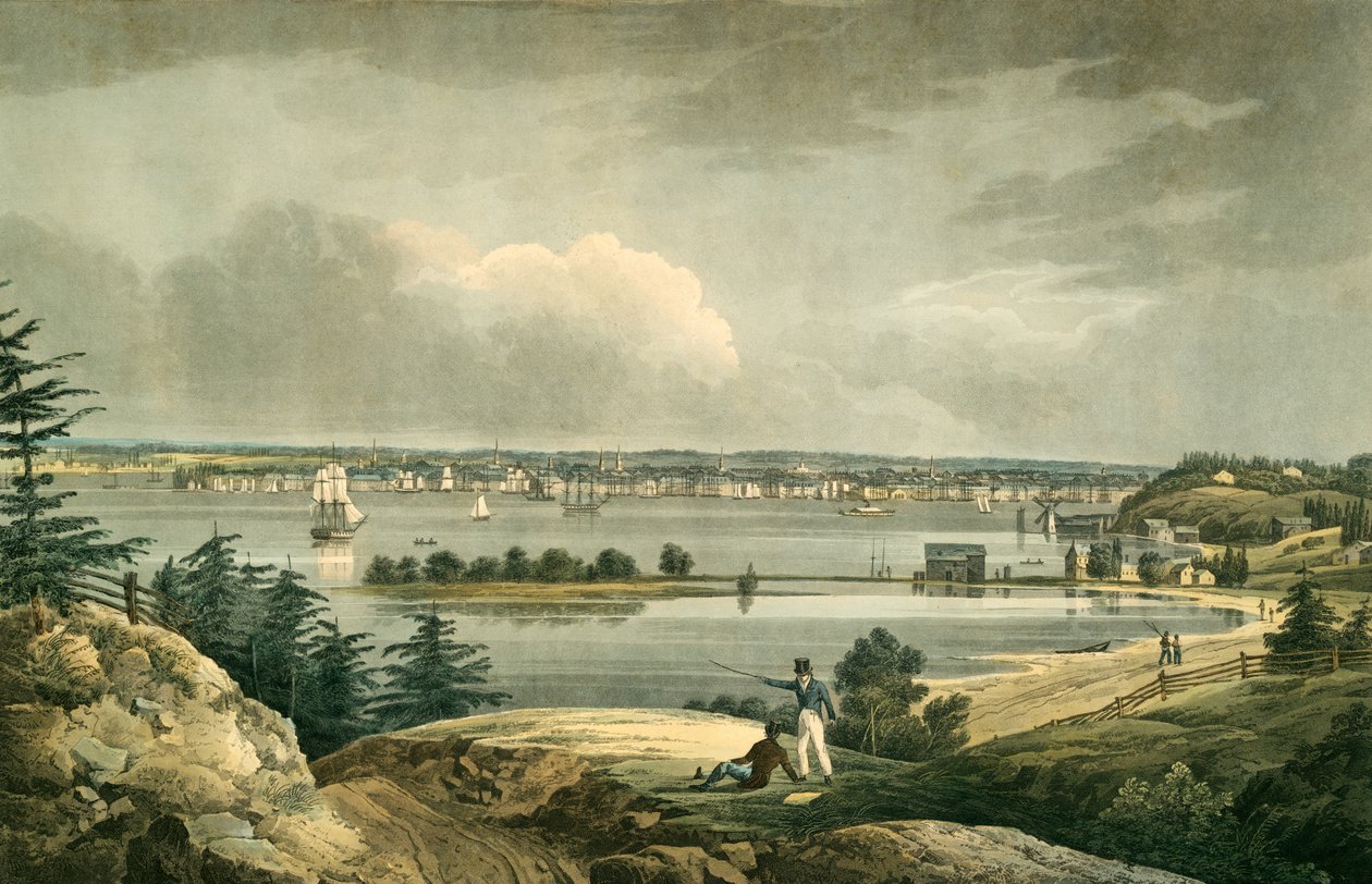 New York von den Höhen bei Brooklyn, veröffentlicht 1828 von William Guy after Wall