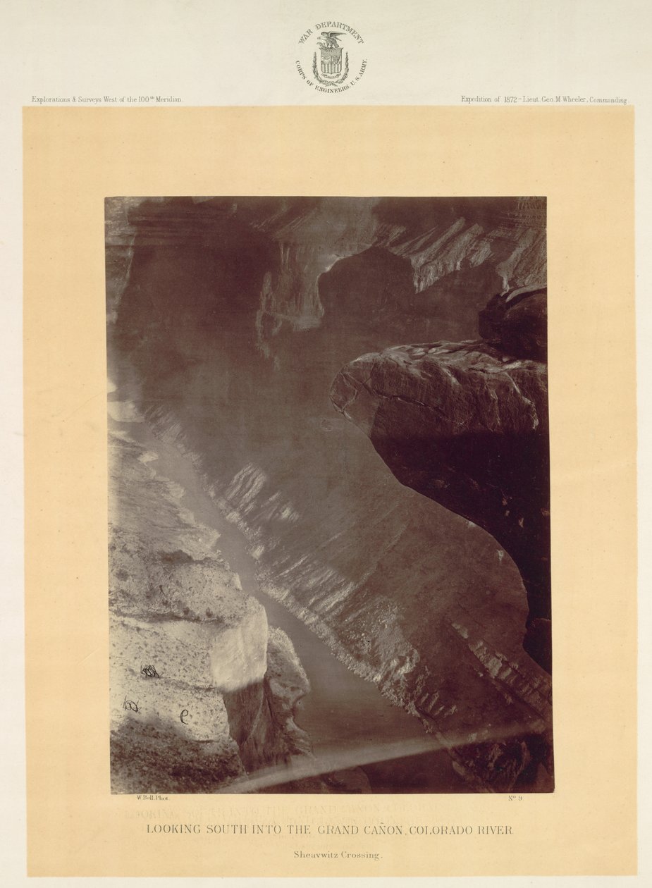 Blick nach Süden in den Grand Canyon, Colorado River, Sheavwitz, 1872 von William H. Bell