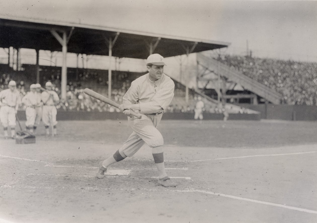 Mike Donlin, Pittsburgh Pirates Außenfeldspieler, beim Übungsschlag von William H. Trefts Jr.